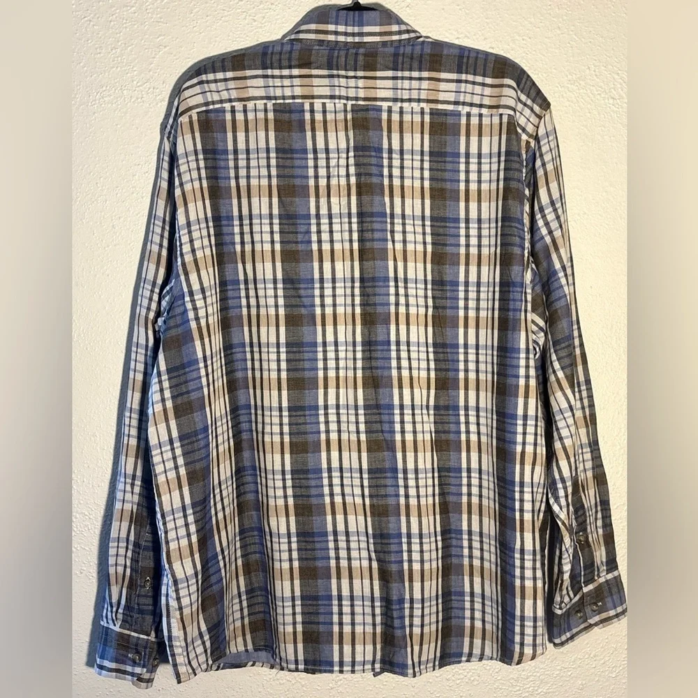 Preppy Plaid Banana Republic Button Up Blue Long Sleeve Shirt Men’s Size XL